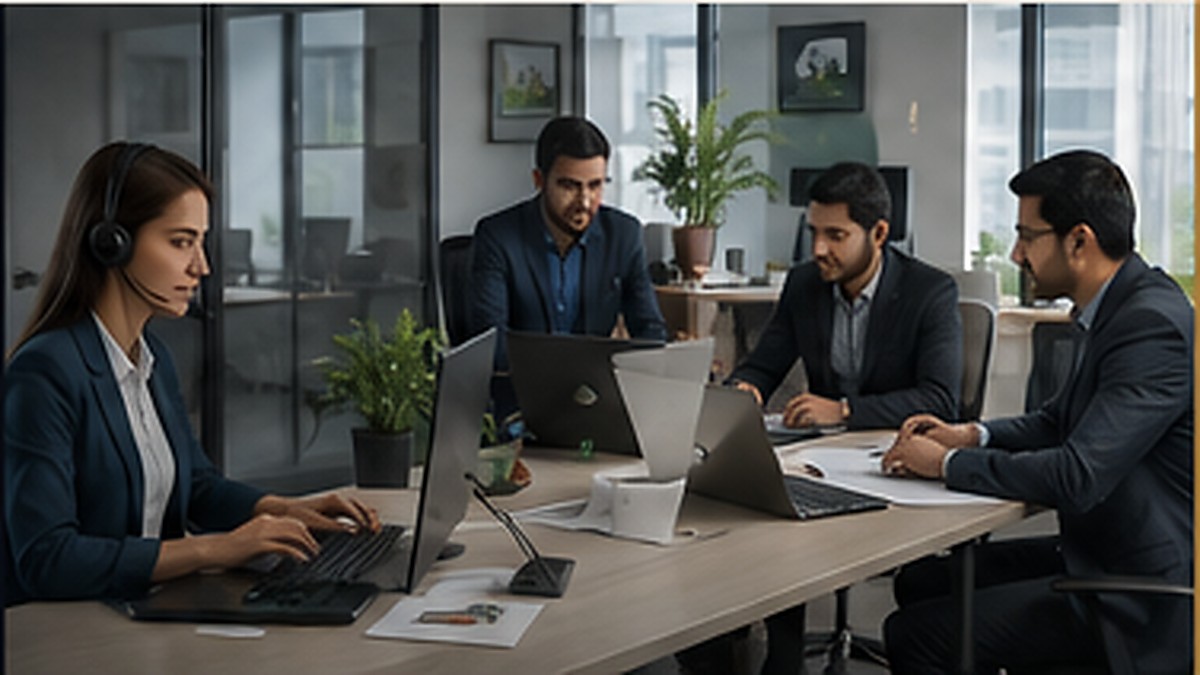 Illustrative marketing, tele-sales and deal-closing workspace
